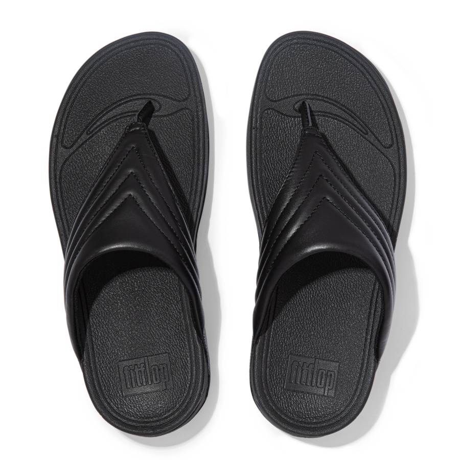 Fitflop WALKSTAR Leather Toe-Post Sandals All Black