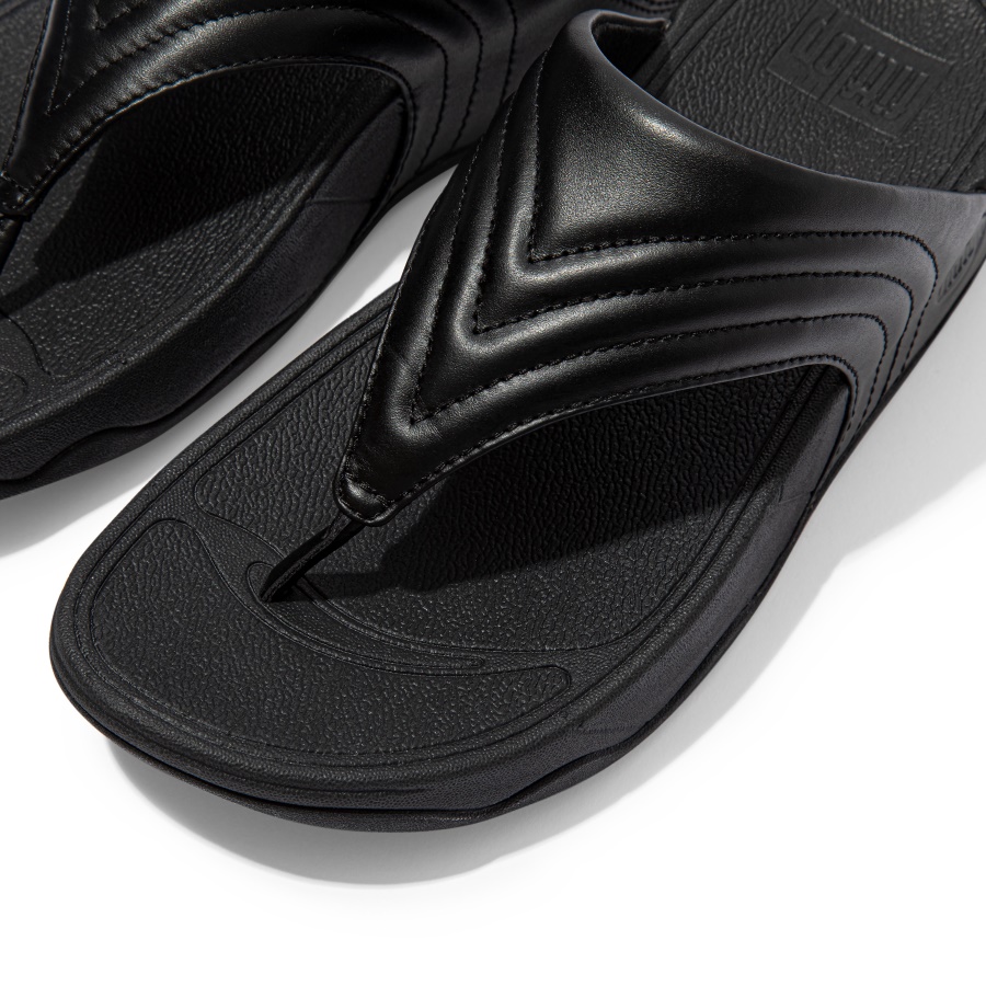 Fitflop WALKSTAR Leather Toe-Post Sandals All Black