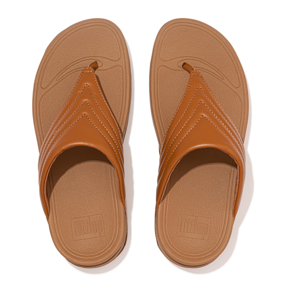 Fitflop WALKSTAR Leather Toe-Post Sandals Light Tan