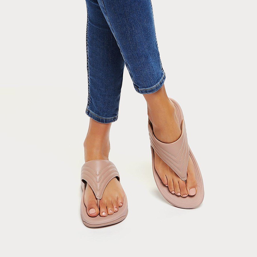 Fitflop WALKSTAR Leather Toe-Post Sandals Naked Pink