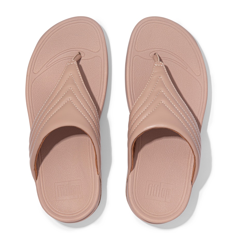 Fitflop WALKSTAR Leather Toe-Post Sandals Naked Pink