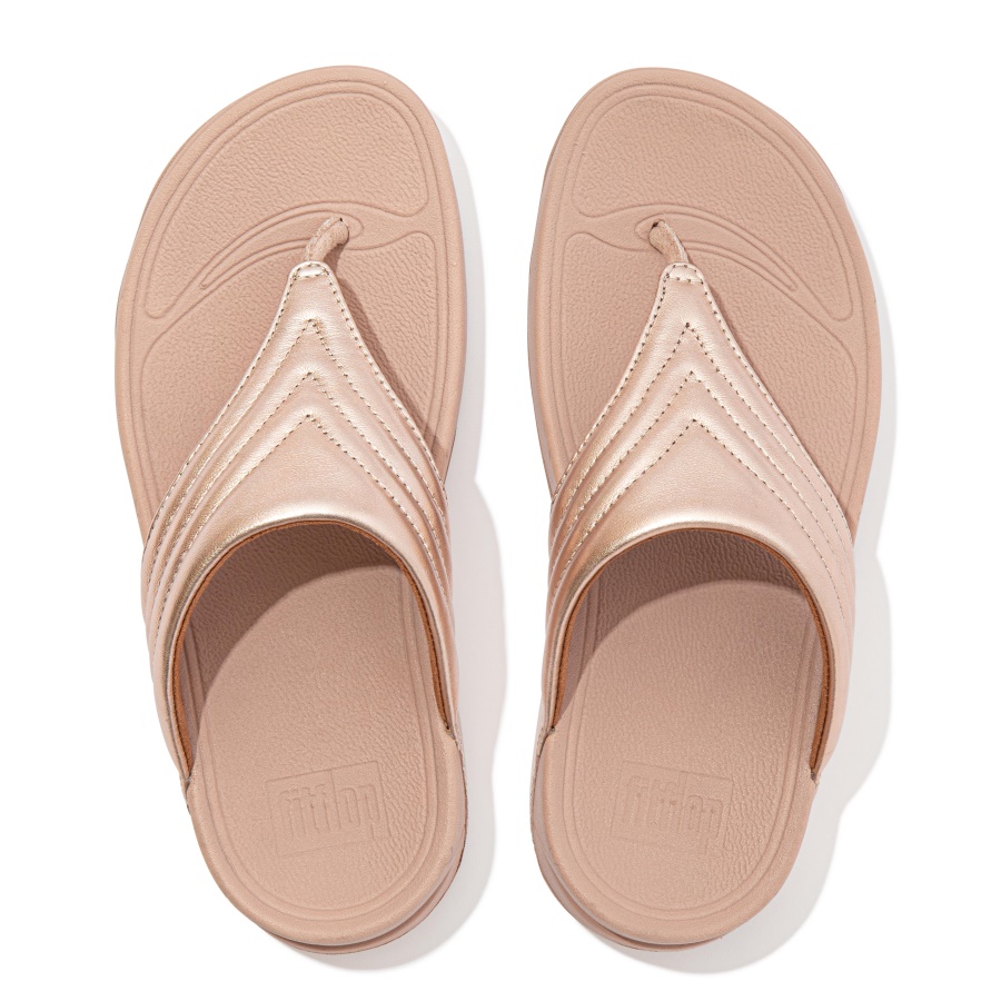 Fitflop WALKSTAR Leather Toe-Post Sandals Rose Gold