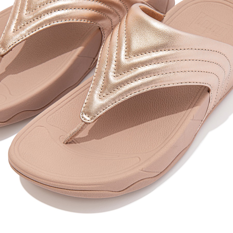 Fitflop WALKSTAR Leather Toe-Post Sandals Rose Gold