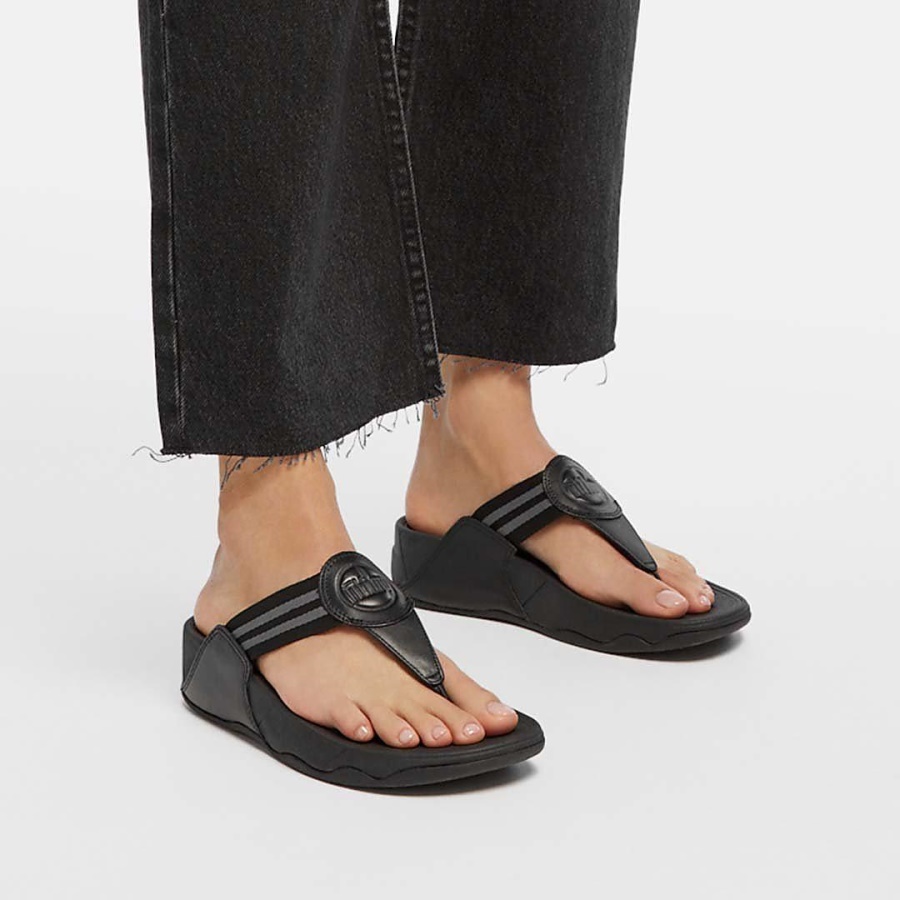 Fitflop WALKSTAR Webbing Toe-Post Sandals All Black