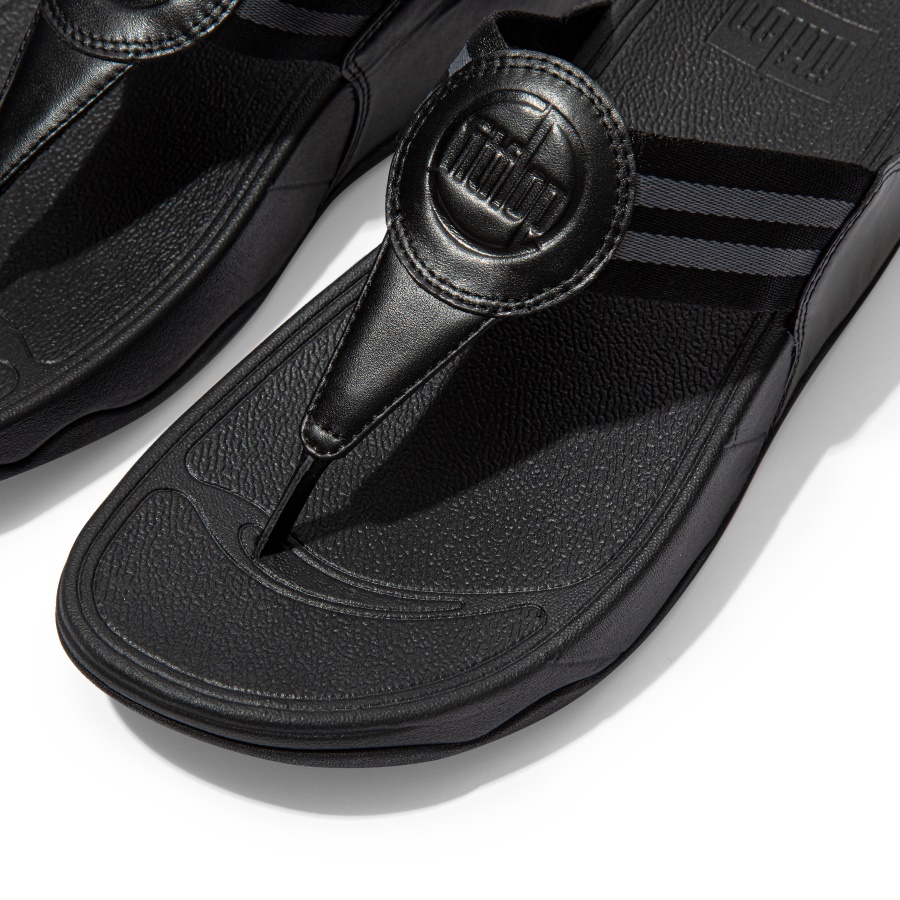 Fitflop WALKSTAR Webbing Toe-Post Sandals All Black