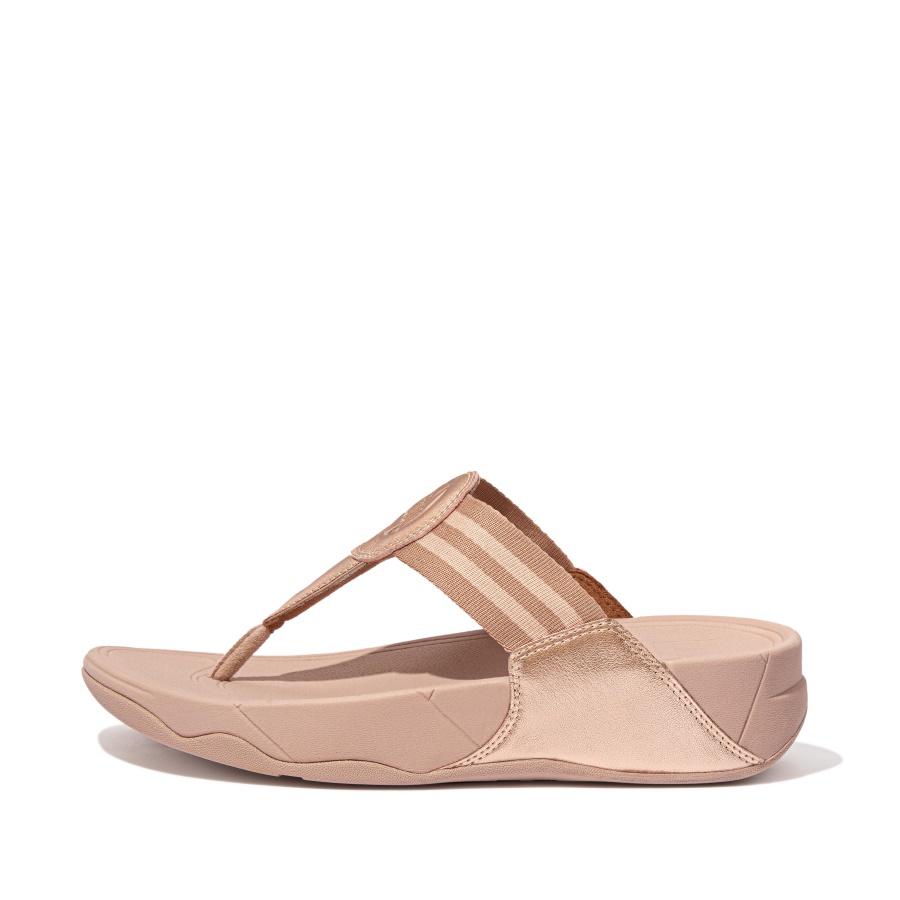 Fitflop WALKSTAR Webbing Toe-Post Sandals Rose Gold