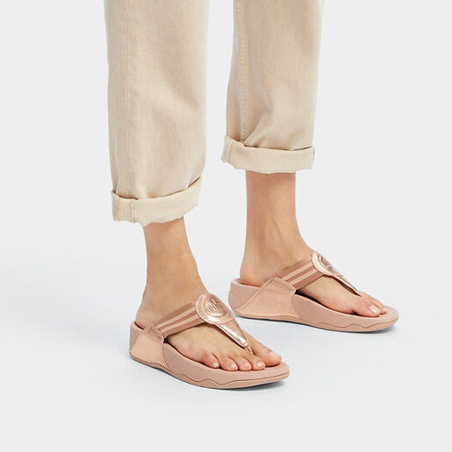 Fitflop WALKSTAR Webbing Toe-Post Sandals Rose Gold