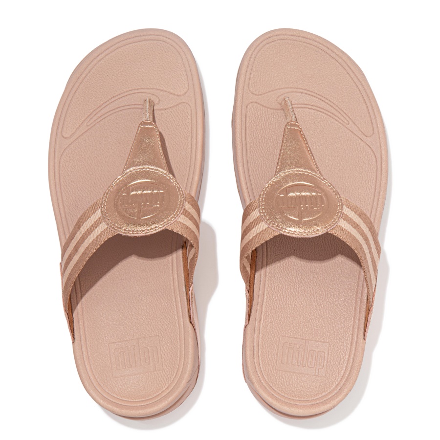 Fitflop WALKSTAR Webbing Toe-Post Sandals Rose Gold