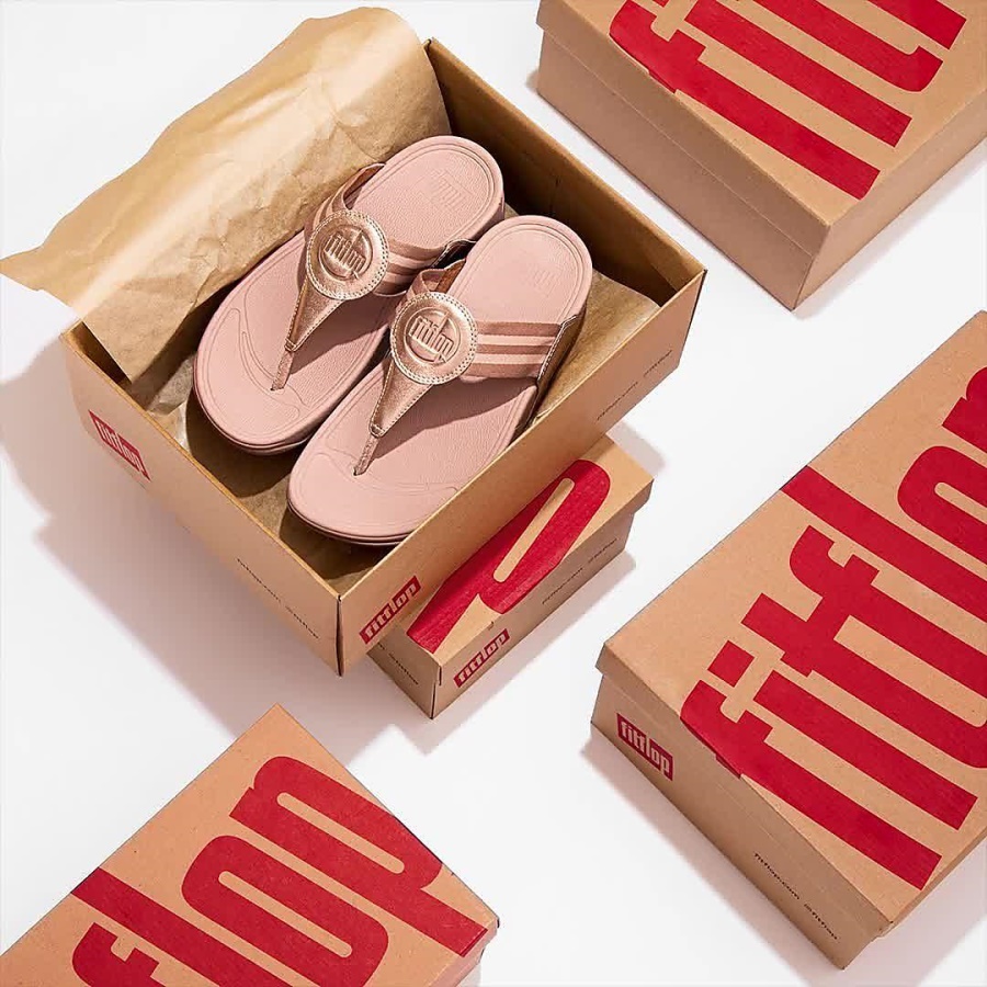 Fitflop WALKSTAR Webbing Toe-Post Sandals Rose Gold