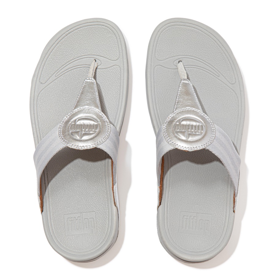 Fitflop WALKSTAR Webbing Toe-Post Sandals Silver