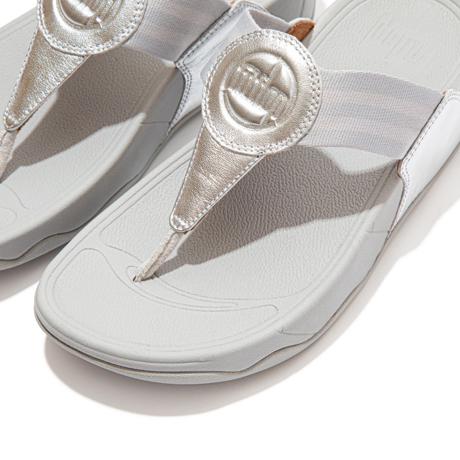 Fitflop WALKSTAR Webbing Toe-Post Sandals Silver