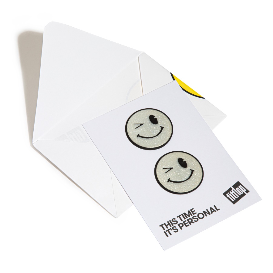 Fitflop WINKING SMILEY Shimmer Rubber Stickers 2-Pack Silver Shimmer