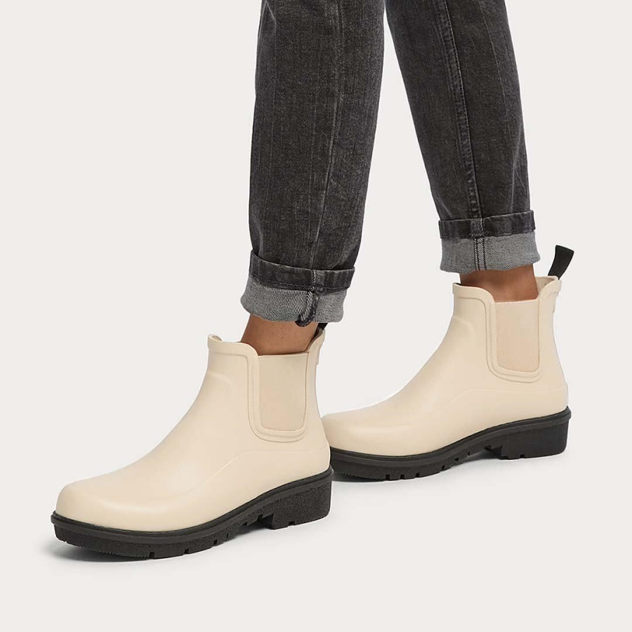 Fitflop WONDERWELLY Contrast-Sole Chelsea Rain Boots Cream Mix