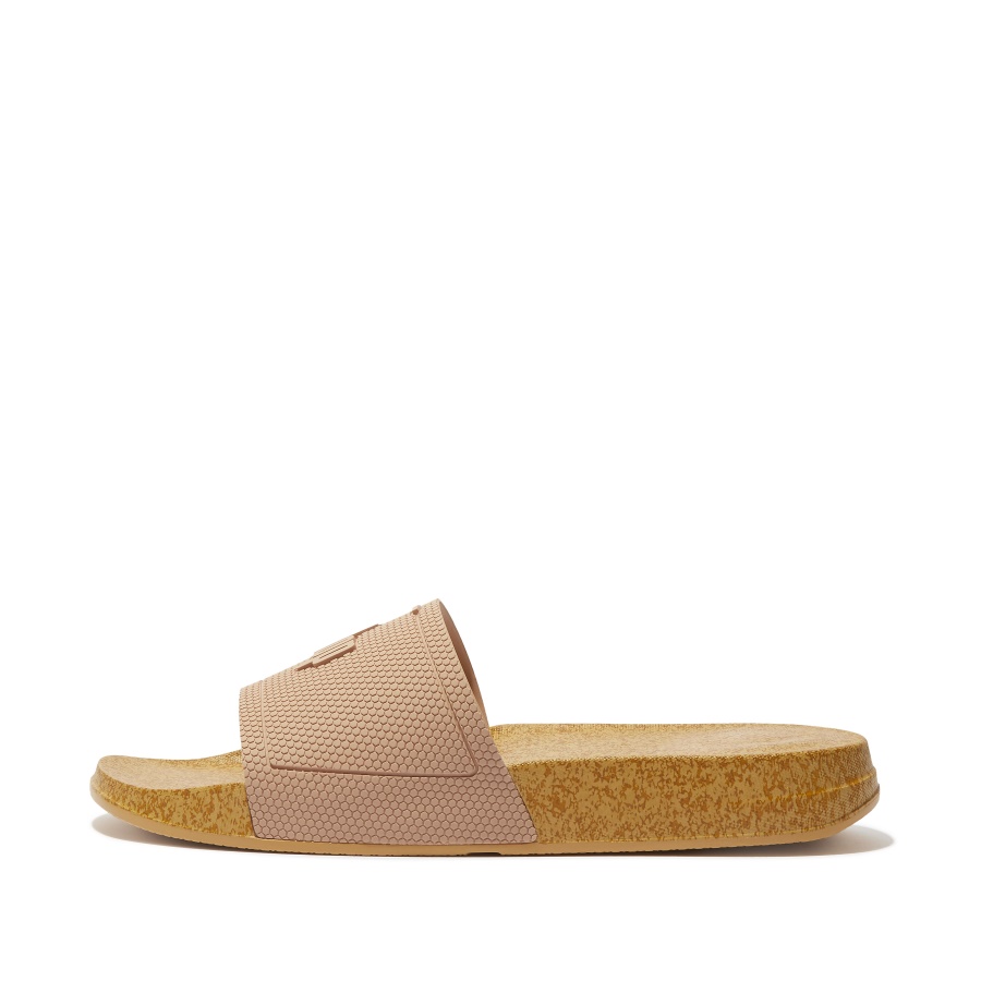 Fitflop iQUSHION Cork-Print Slides Beige