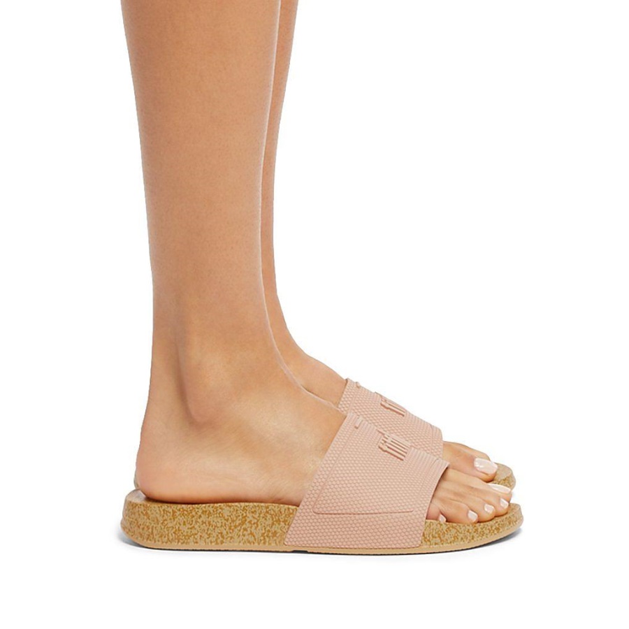 Fitflop iQUSHION Cork-Print Slides Beige