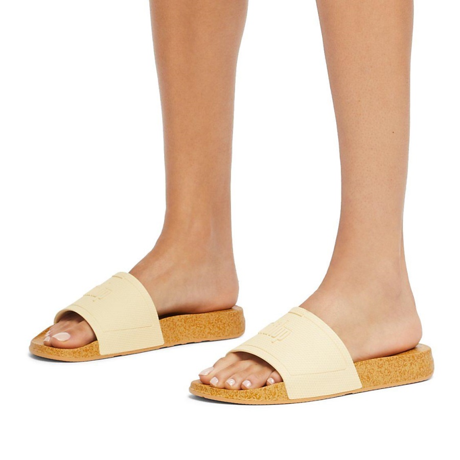 Fitflop iQUSHION Cork-Print Slides Naked Pink