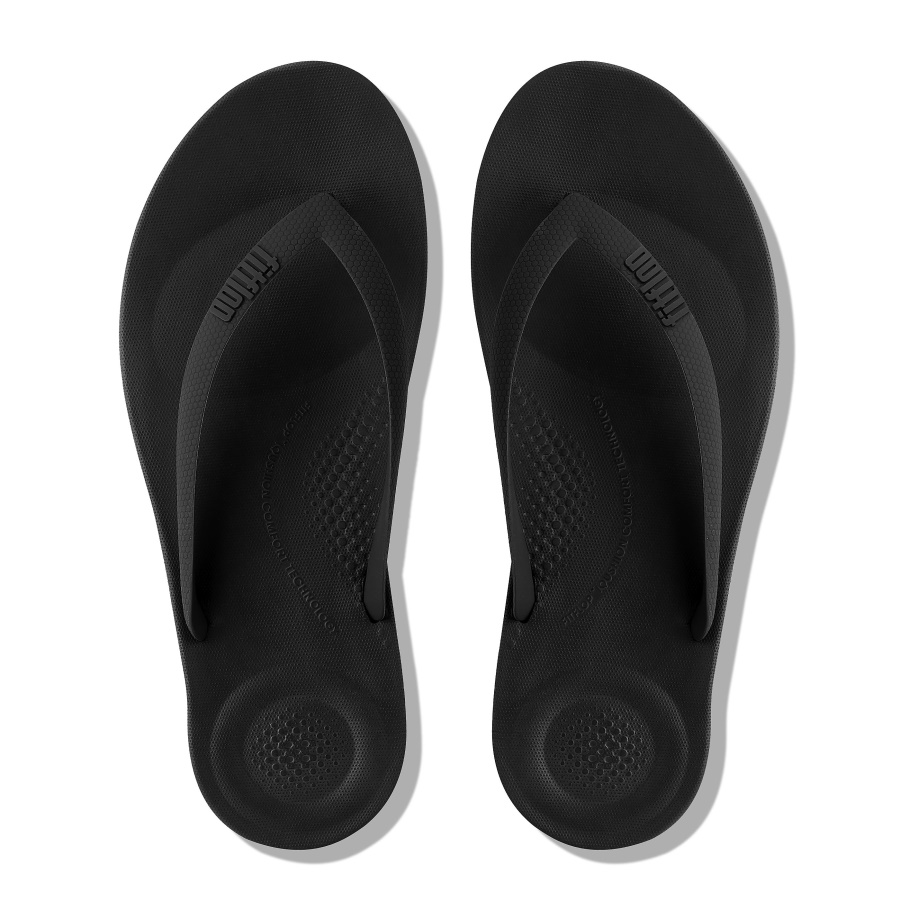 Fitflop iQUSHION Mens Ergonomic Flip-Flops Black