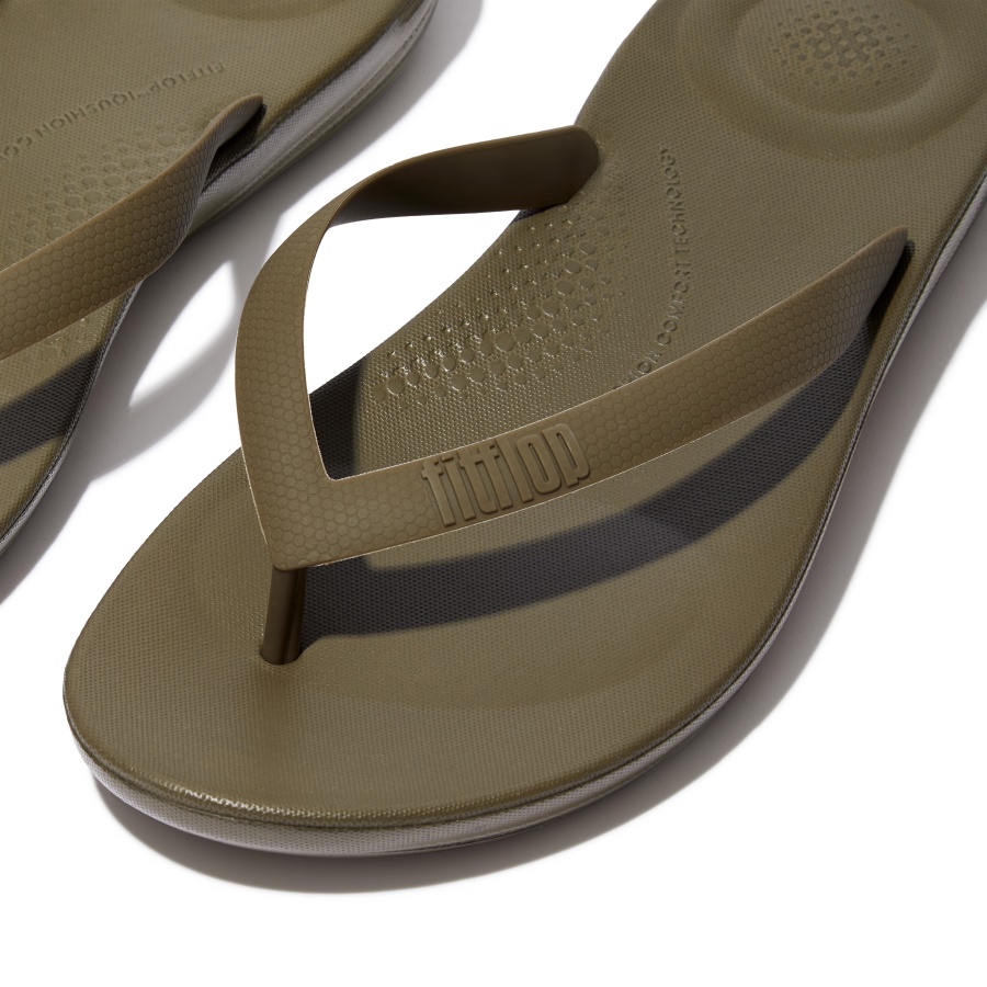 Fitflop iQUSHION Mens Ergonomic Flip-Flops Mossy