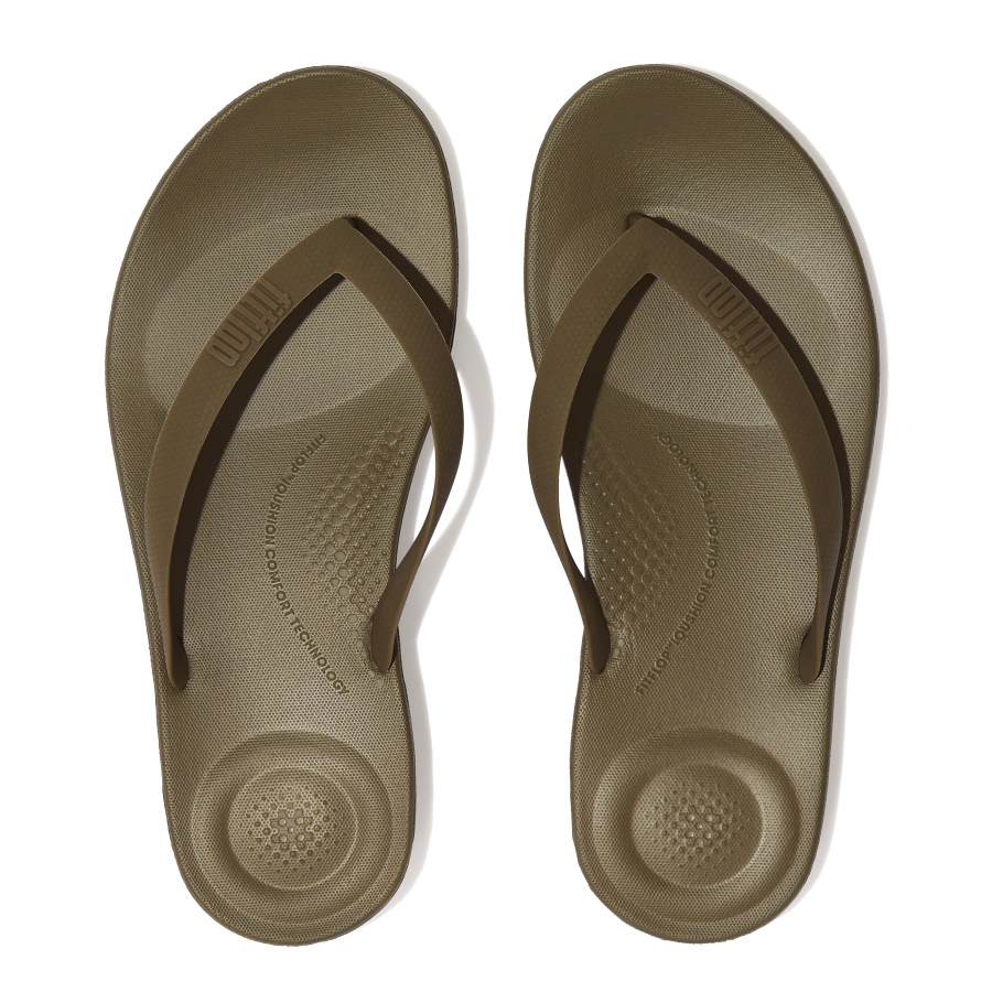 Fitflop iQUSHION Mens Ergonomic Flip-Flops Mossy