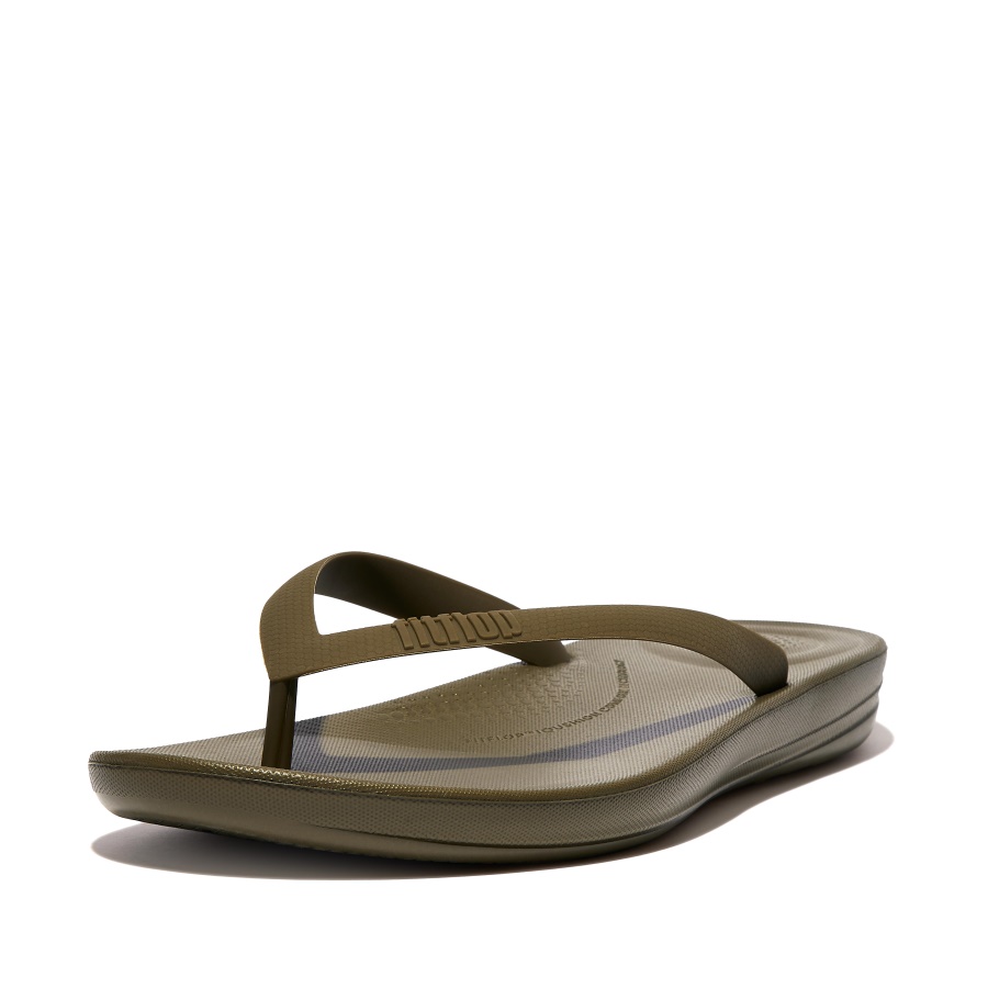 Fitflop iQUSHION Mens Ergonomic Flip-Flops Mossy