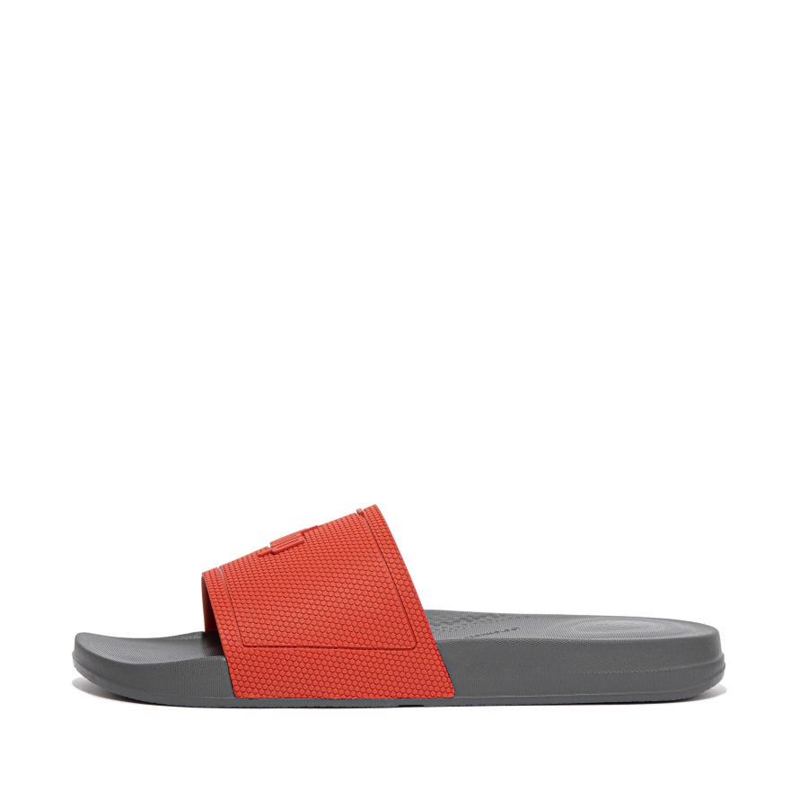 Fitflop iQUSHION Mens Pool Slides Red Clay-Grey