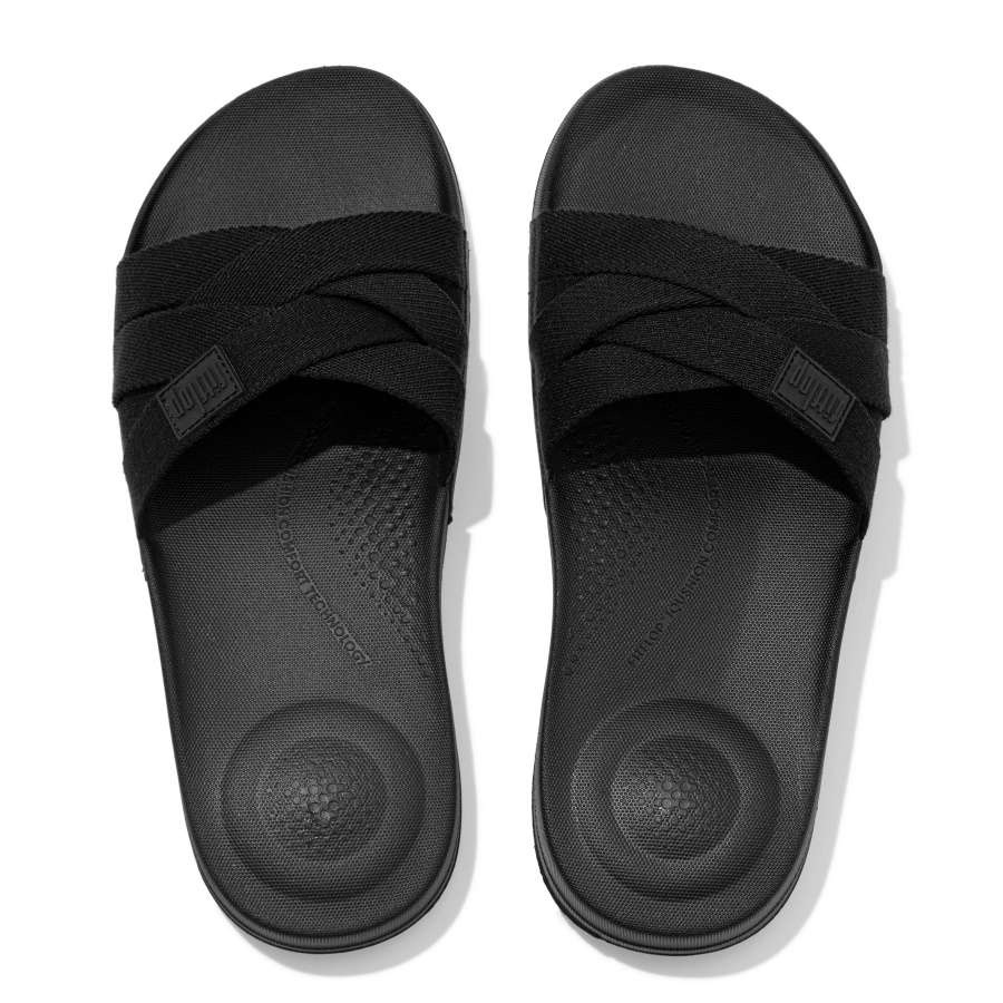 Fitflop iQUSHION Multi-Strap Slides All Black