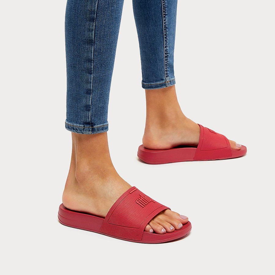 Fitflop iQUSHION Pool Slides Scarlet Red