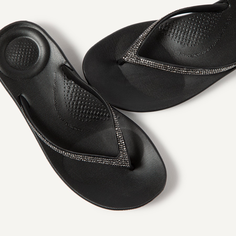 Fitflop iQUSHION Sparkle Ergonomic Flip-Flops Black