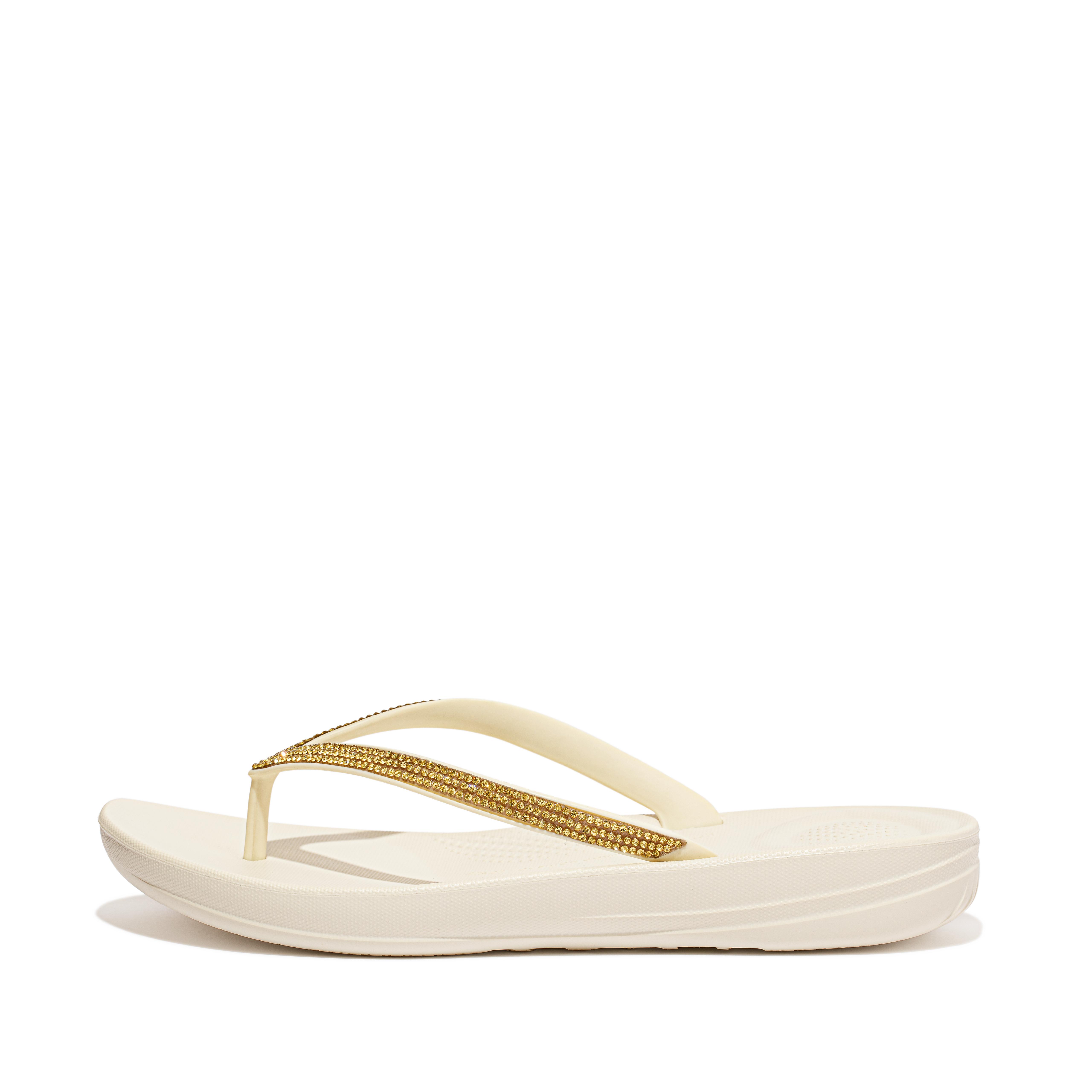 Fitflop iQUSHION Sparkle Ergonomic Flip-Flops Cream