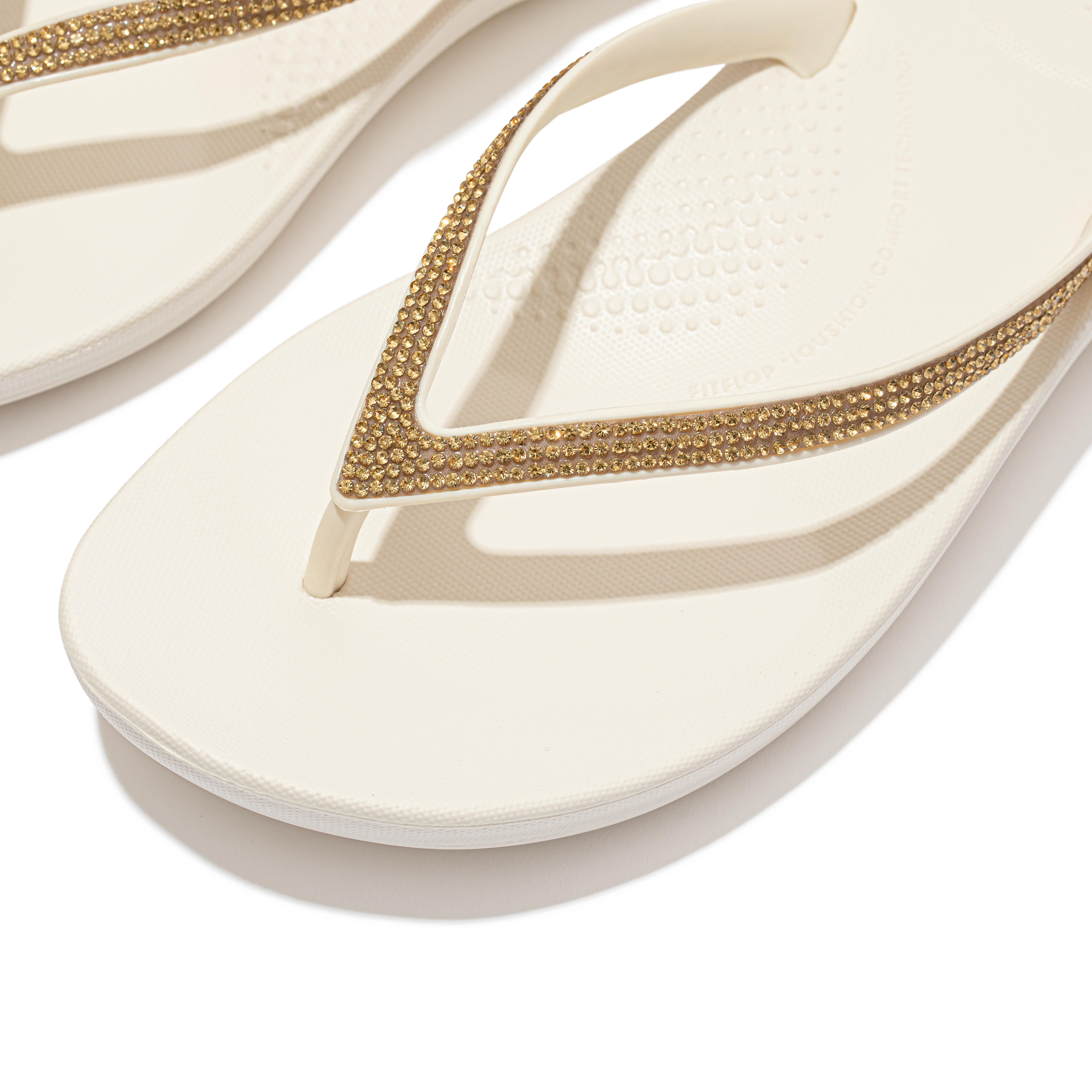 Fitflop iQUSHION Sparkle Ergonomic Flip-Flops Cream