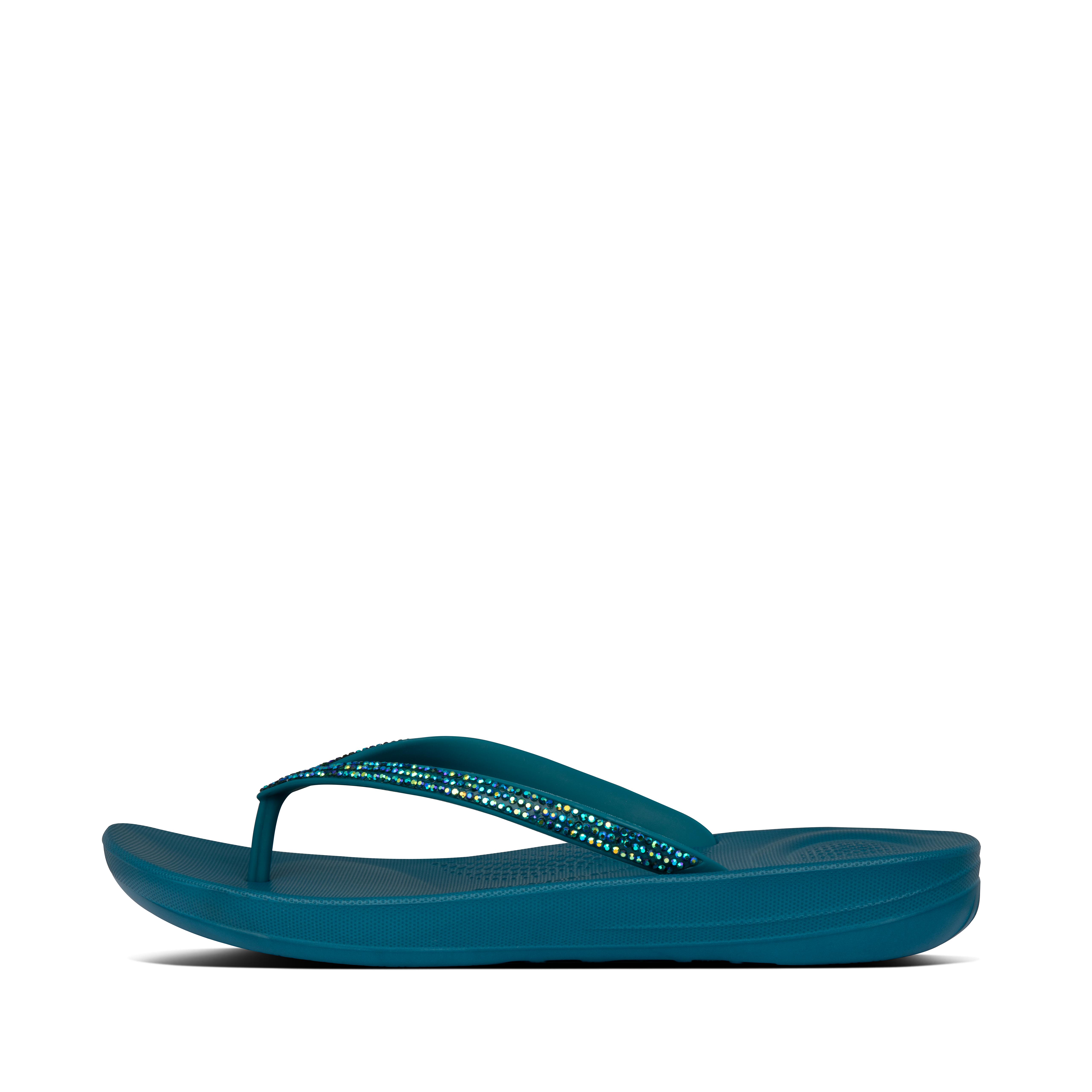 Fitflop iQUSHION Sparkle Ergonomic Flip-Flops Sea Blue