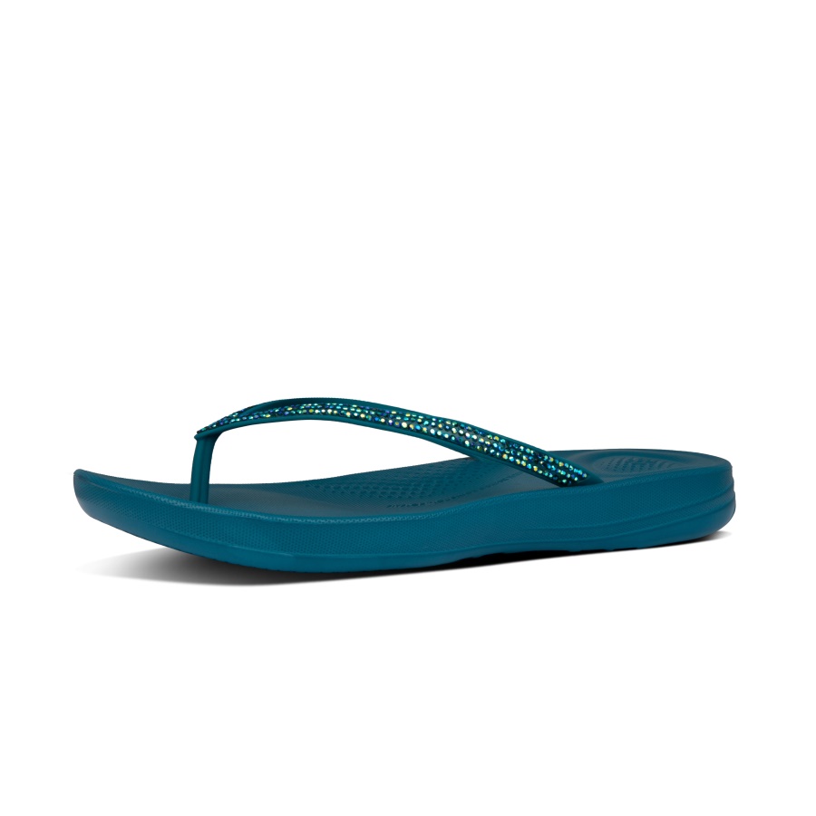 Fitflop iQUSHION Sparkle Ergonomic Flip-Flops Sea Blue