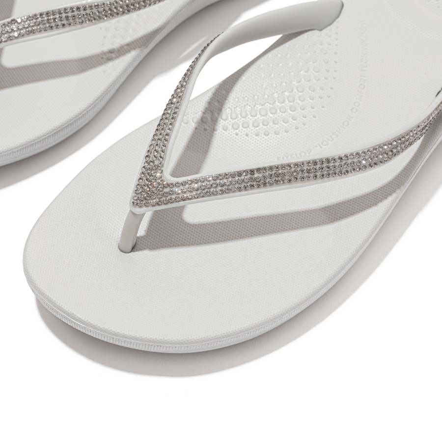 Fitflop iQUSHION Sparkle Ergonomic Flip-Flops Soft Grey