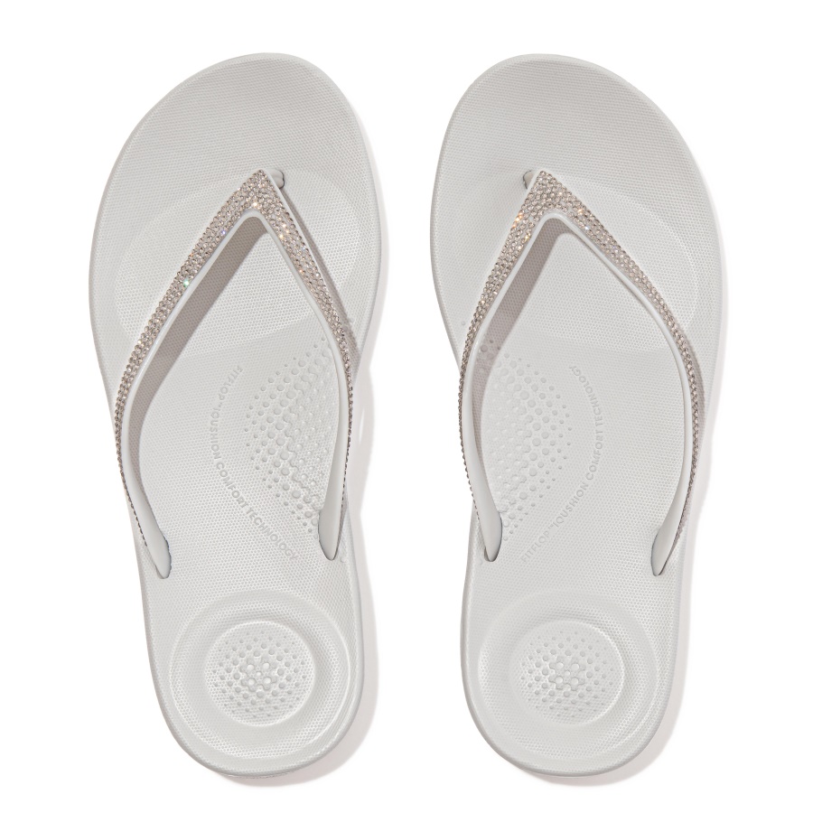 Fitflop iQUSHION Sparkle Ergonomic Flip-Flops Soft Grey