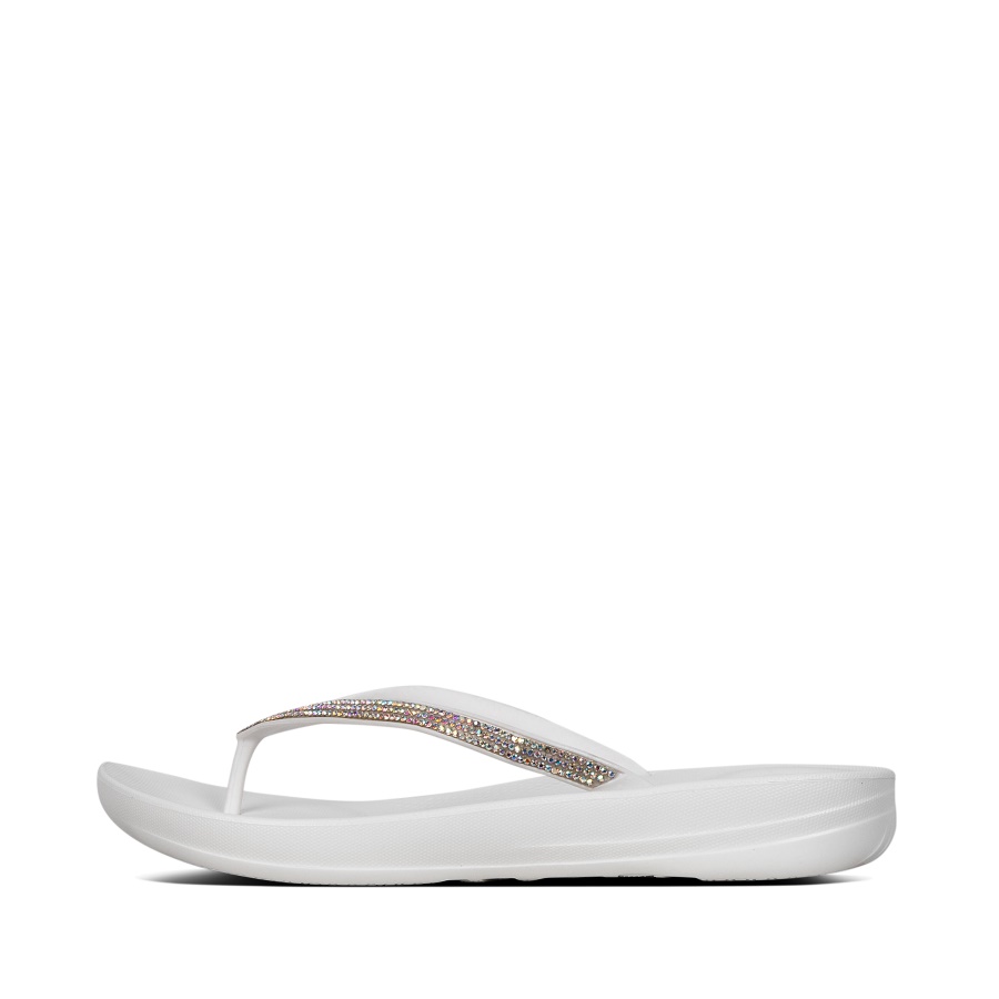 Fitflop iQUSHION Sparkle Ergonomic Flip-Flops Urban White