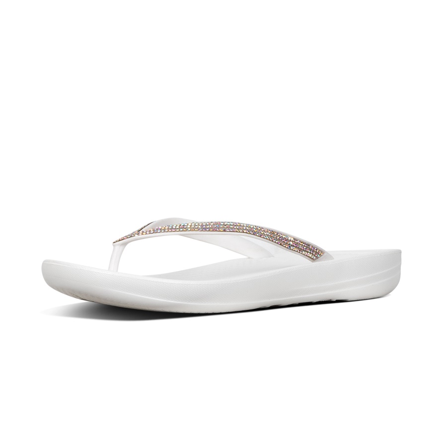 Fitflop iQUSHION Sparkle Ergonomic Flip-Flops Urban White