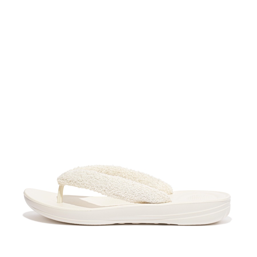 Fitflop iQUSHION Towelling Flip-Flops Cream