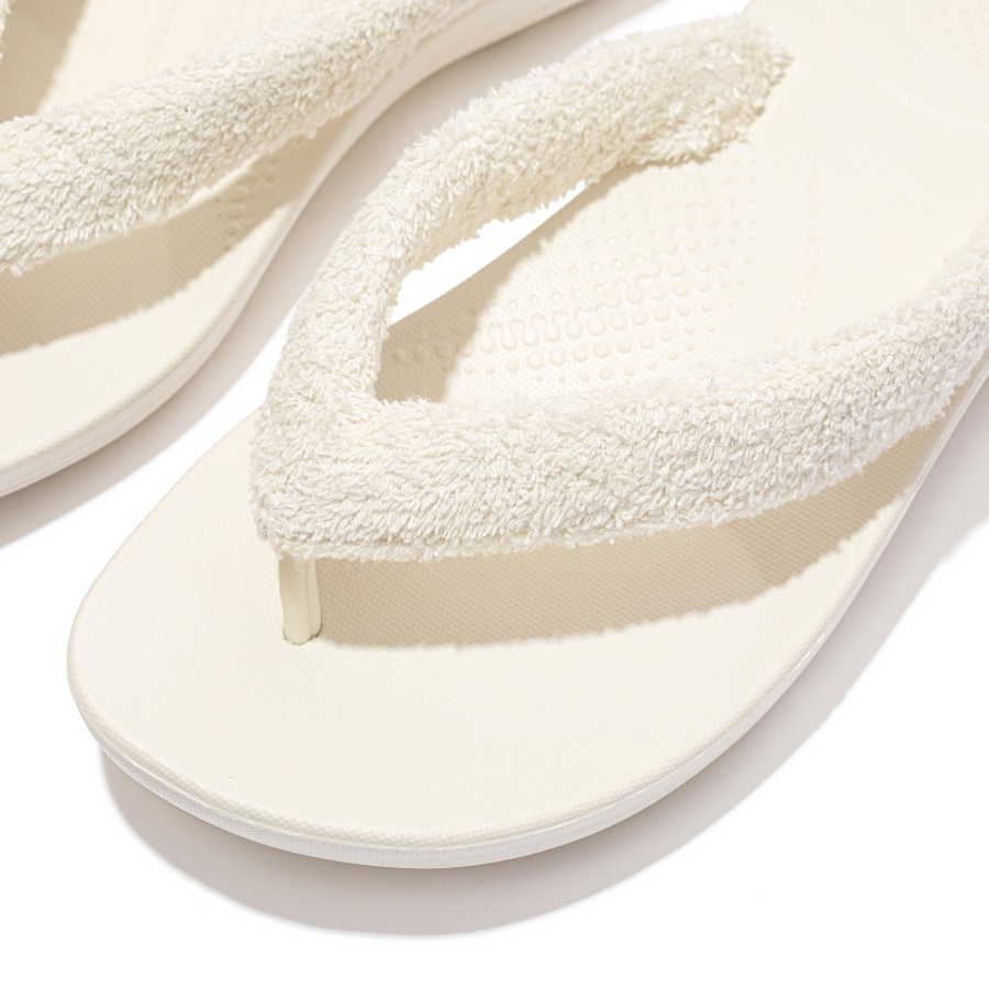 Fitflop iQUSHION Towelling Flip-Flops Cream