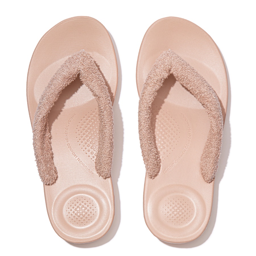 Fitflop iQUSHION Towelling Flip-Flops Naked Pink