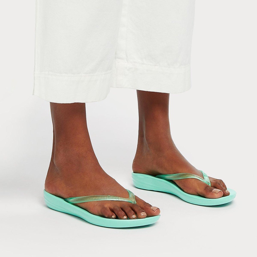 Fitflop iQUSHION Transparent Flip-Flops Sea Foam Green