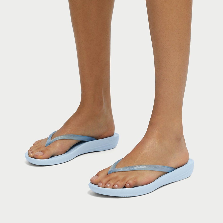 Fitflop iQUSHION Transparent Flip-Flops Sky Blue