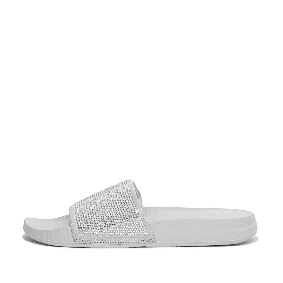 Fitflop iQUSHION Water-Resistant Crystal Slides Silver Cloud