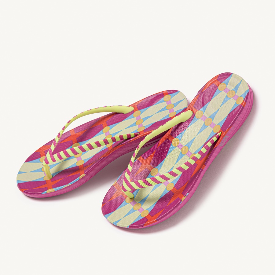 Fitflop iQUSHION X YINKA ILORI Flip-Flops Lemon-Fuchsia