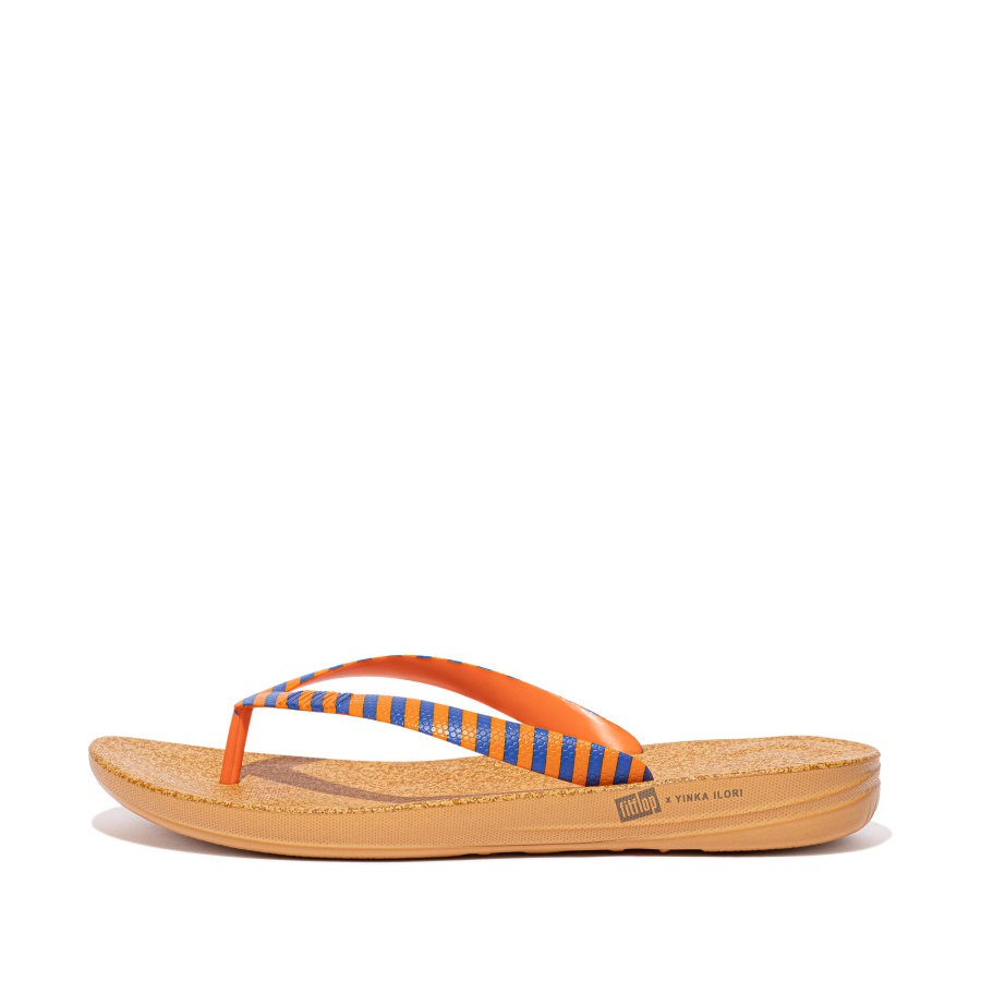 Fitflop iQUSHION X YINKA ILORI Mens Flip-Flops Orange-Blue