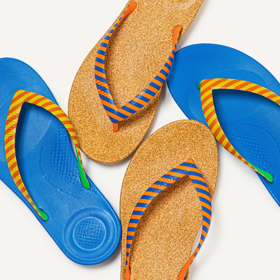 Fitflop iQUSHION X YINKA ILORI Mens Flip-Flops Orange-Blue