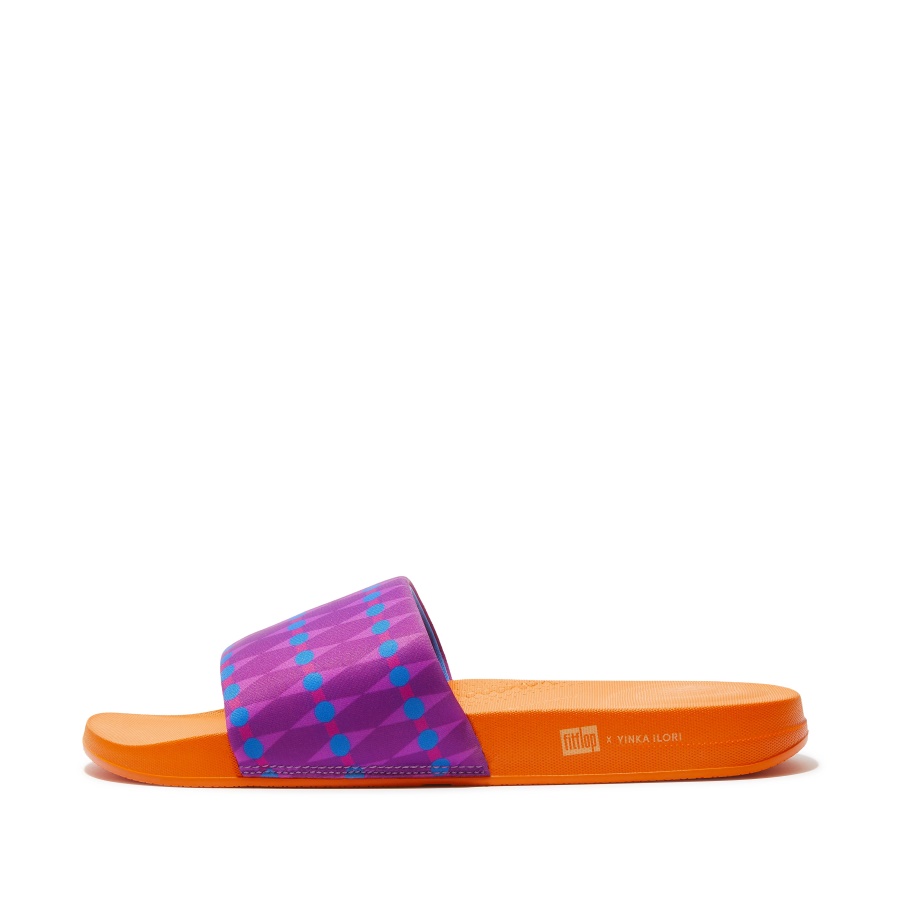 Fitflop iQUSHION X YINKA ILORI Mens Water-Resistant Slides Violet-Blue Haze