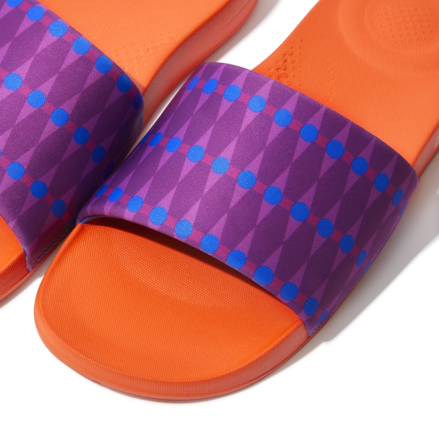 Fitflop iQUSHION X YINKA ILORI Mens Water-Resistant Slides Violet-Blue Haze