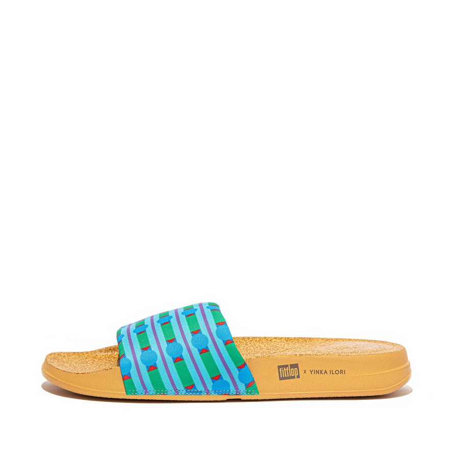 Fitflop iQUSHION X YINKA ILORI Water-Resistant Slides Ice Blue-Green