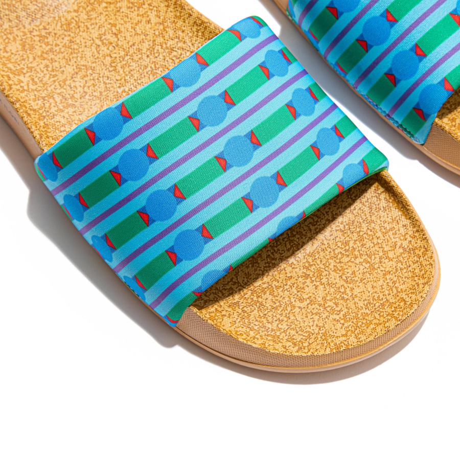 Fitflop iQUSHION X YINKA ILORI Water-Resistant Slides Ice Blue-Green