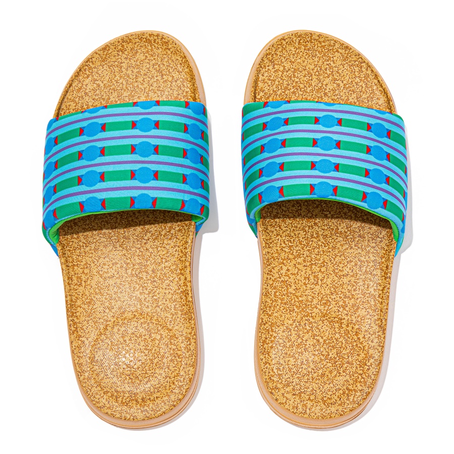 Fitflop iQUSHION X YINKA ILORI Water-Resistant Slides Ice Blue-Green